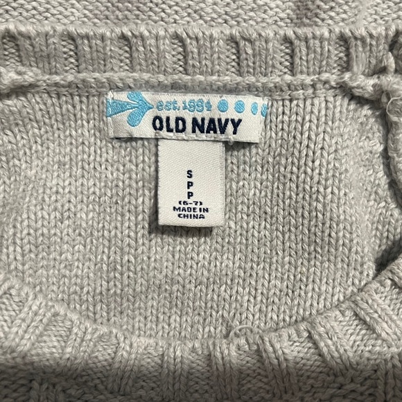 Old Navy | Yellow Striped Long Sleeves Cable knit Gray Cotton Sweater - Picture 12 of 14